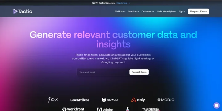 Screenshot of Tactic website