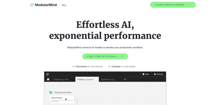 Screenshot of ModularMind website