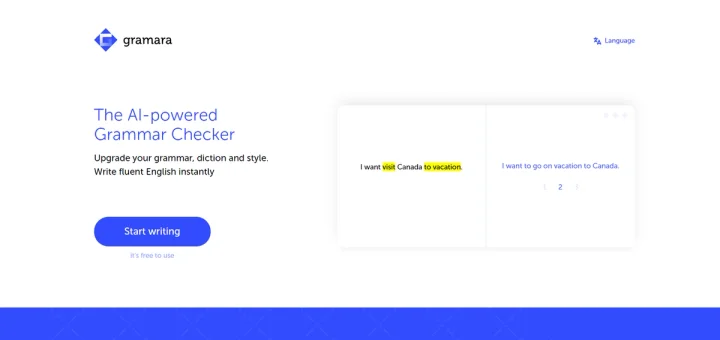 Screenshot of Gramara website
