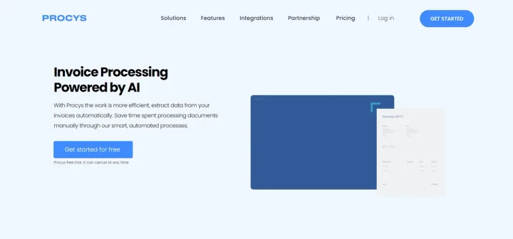 Screenshot of Procys website