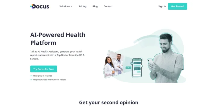 Screenshot of Docus website