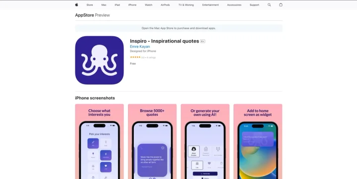 Screenshot of Inspiro website