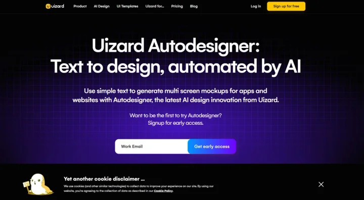 Screenshot of UIzard website