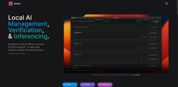 Screenshot of Local AI Playground website
