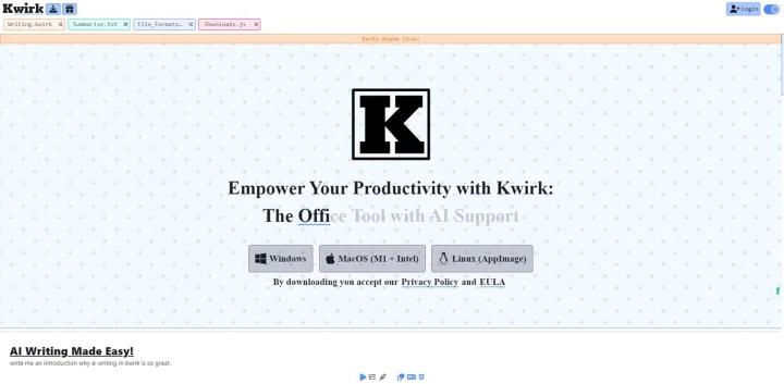 Screenshot of Kwirk website