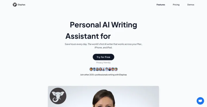 Screenshot of Elephas website