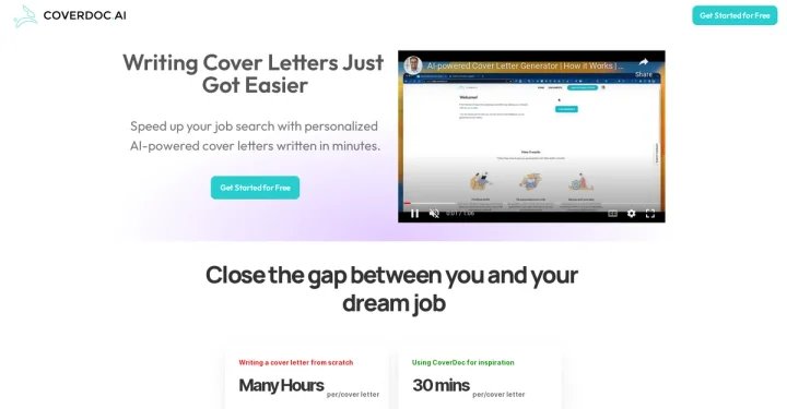 Screenshot of CoverDoc.ai website