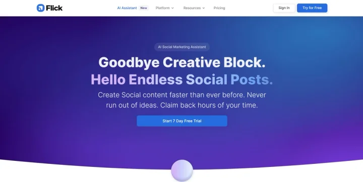 Screenshot of Flick website