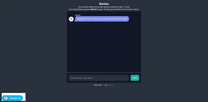 Screenshot of Geniea website