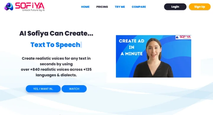 Screenshot of Ai Sofiya website