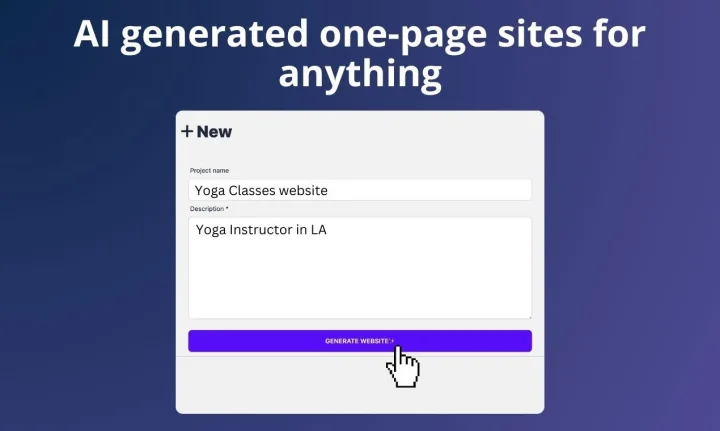 Screenshot of ai2page.com website
