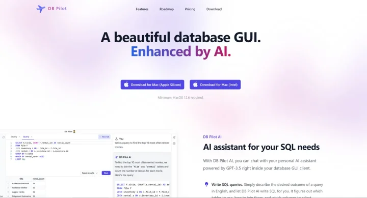 Screenshot of DB Pilot website