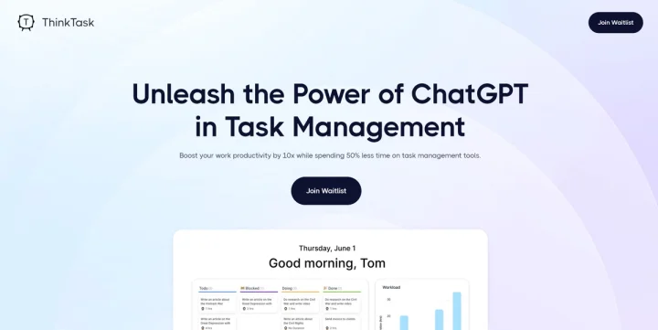 Screenshot of ThinkTask website