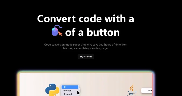 Screenshot of CodeConvert AI website
