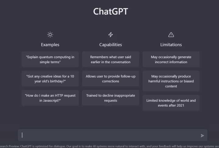 Screenshot of ChatGPT website