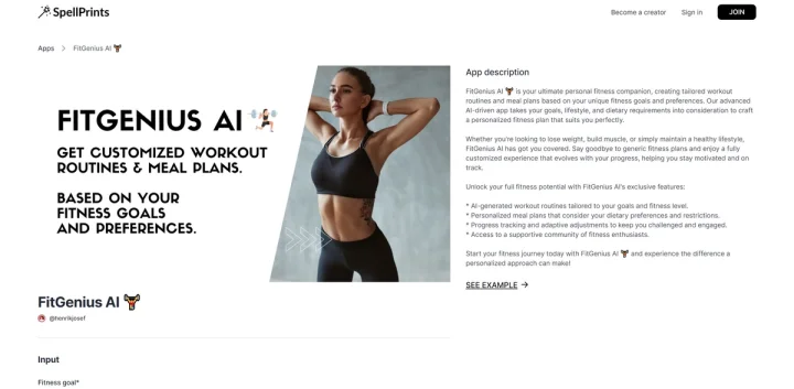 Screenshot of FitGenius AI website