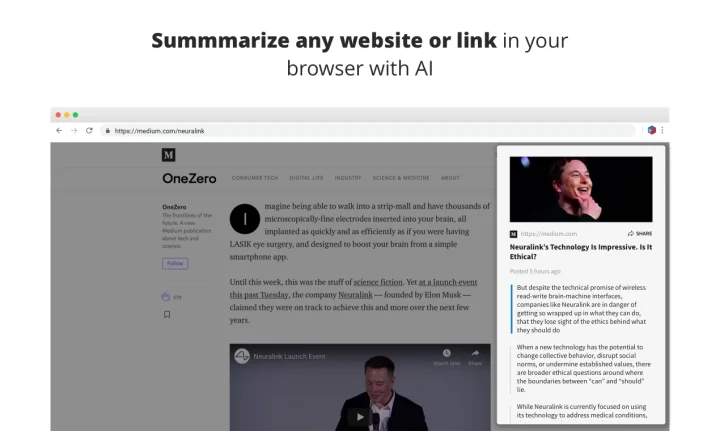 Screenshot of Summary Box website