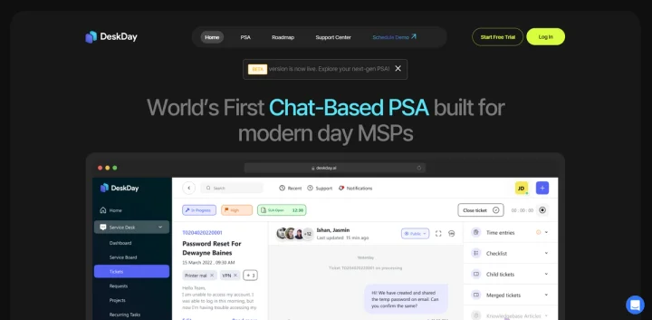 Screenshot of DeskDay website