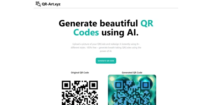 Screenshot of QR-ART website