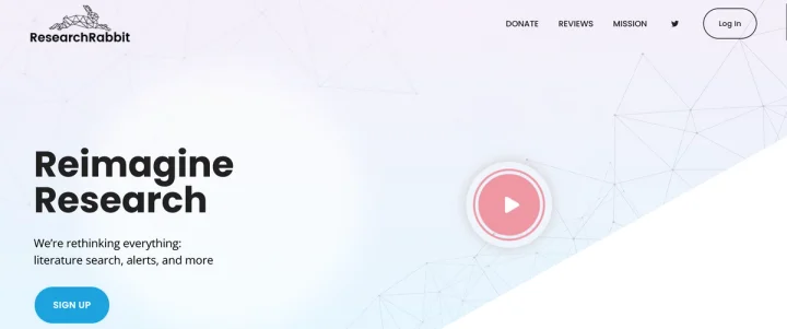 Screenshot of ResearchRabbit website