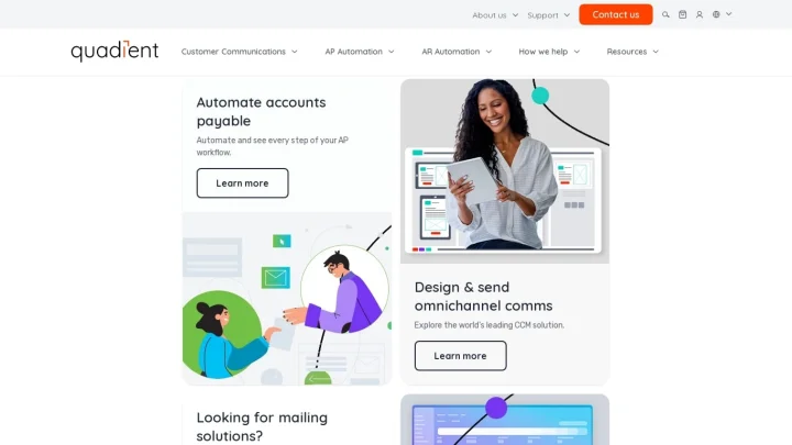 Screenshot of Quadient website