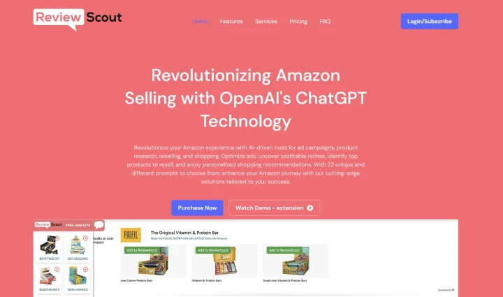 Screenshot of ReviewScout AI website