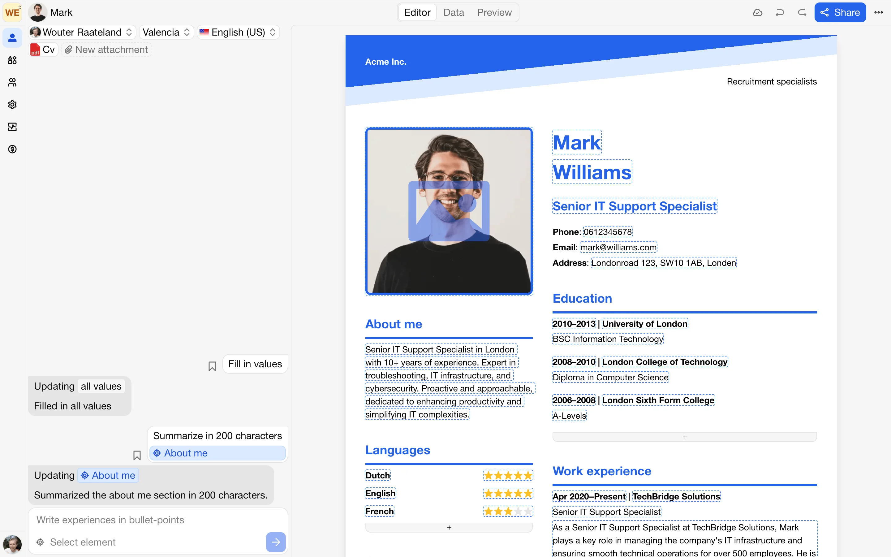 Screenshot of CV-Transformer website