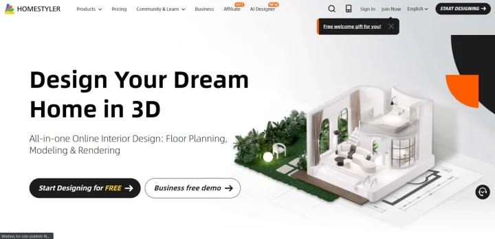 Screenshot of Homestyler AI website