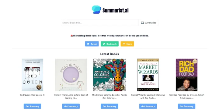 Screenshot of Summarist website