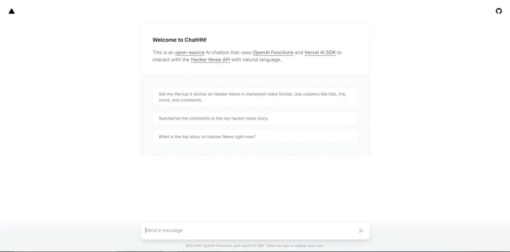 Screenshot of ChatHN website