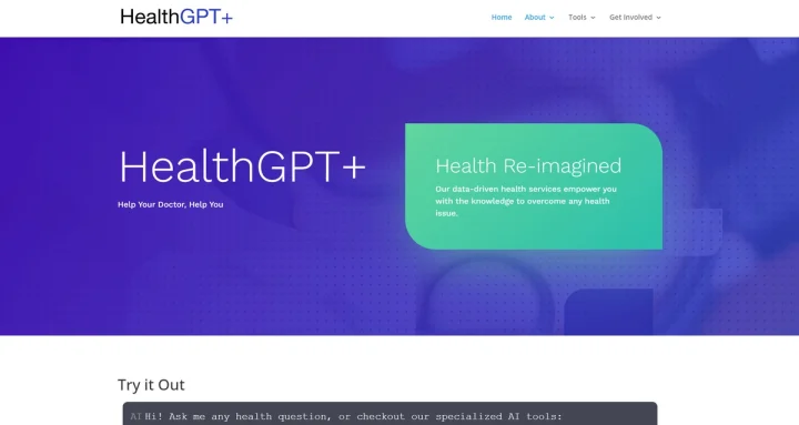 Screenshot of HealthGPT website