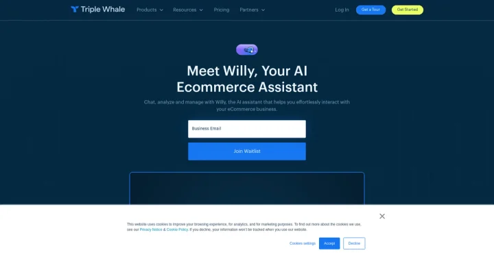 Screenshot of Willy website