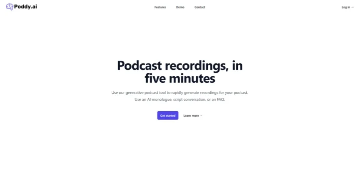 Screenshot of Poddy website