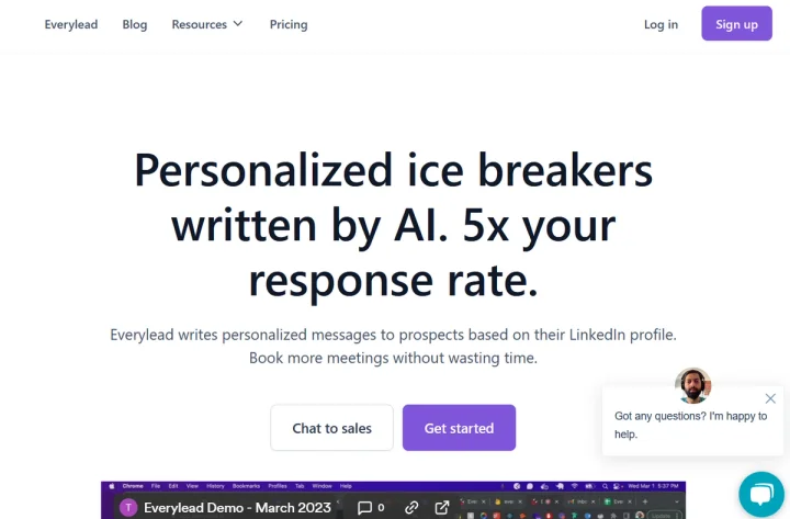 Screenshot of Everylead.ai website