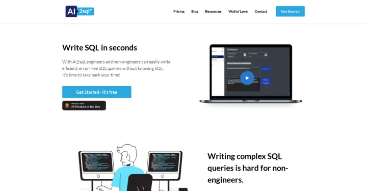 Screenshot of Ai2sql website