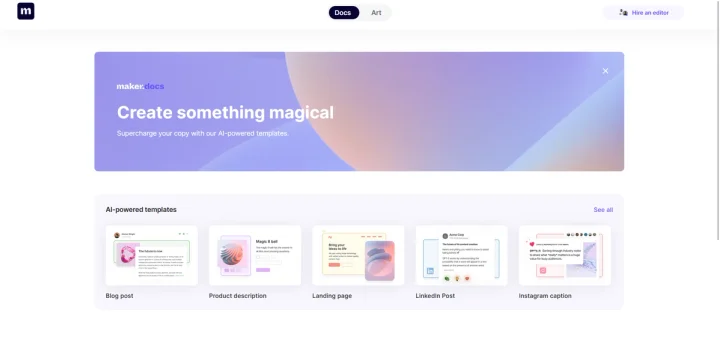 Screenshot of Maker ai website