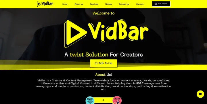 Screenshot of Vidbar website