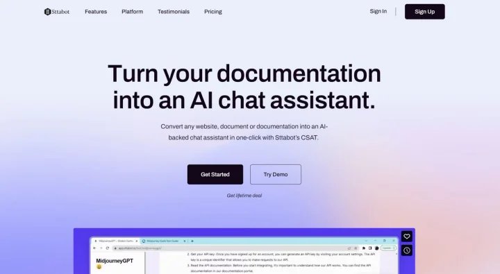 Screenshot of Sttabot CSAT website