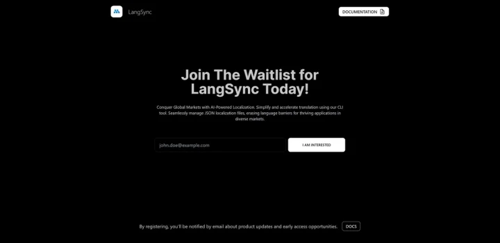 Screenshot of Lang SYnc website