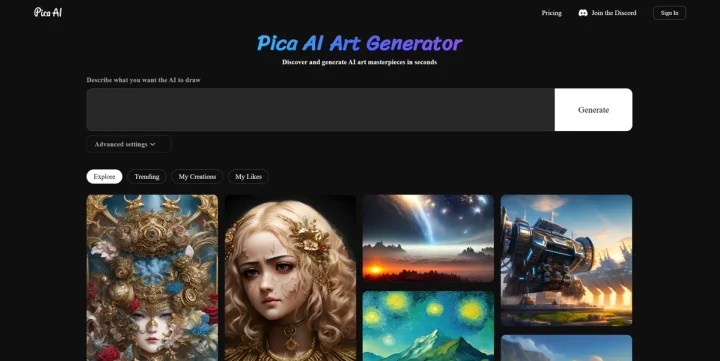 Screenshot of Pica AI website
