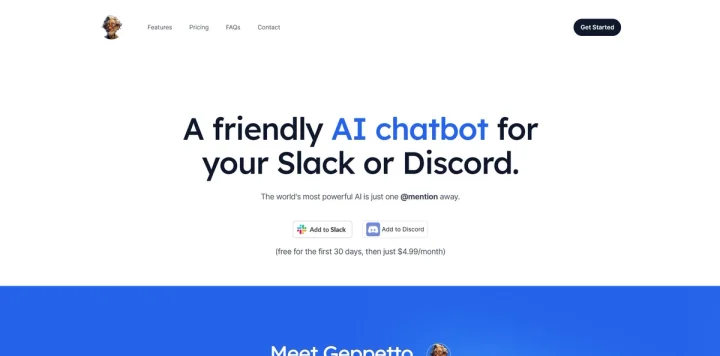 Screenshot of Geppetto website