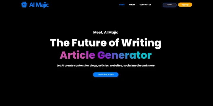 Screenshot of AI Majic website