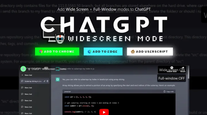 Screenshot of ChatGPT Widescreen Mode website