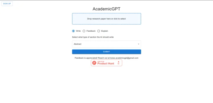 Screenshot of AcademicGPT website