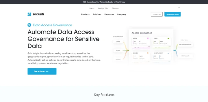 Screenshot of Securiti website