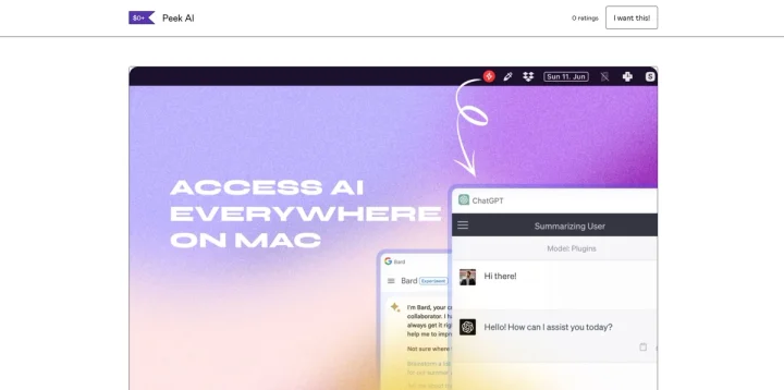 Screenshot of Peek AI website