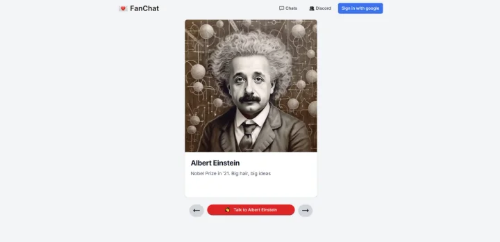 Screenshot of FanChat website