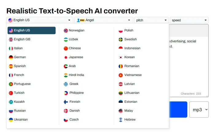 Screenshot of SpeechGen.io website
