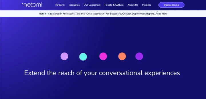 Screenshot of Netomi's AI website