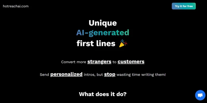 Screenshot of Hot Reach AI website